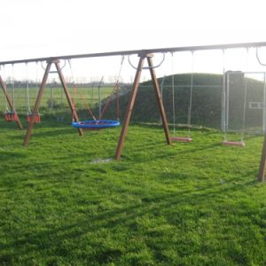 Hardhouten Schommelcombinatie 2 schommelzitjes + 2 peuterschommels + vogelnest Openbaar