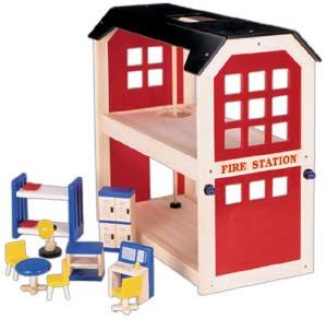 Pintoy houten Brandweerkazerne met accessoires