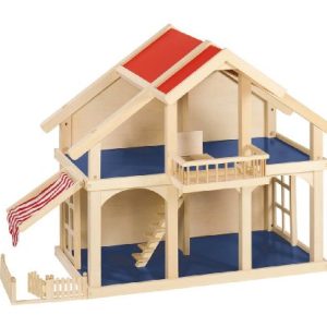 Poppenhuis met veranda en balkon