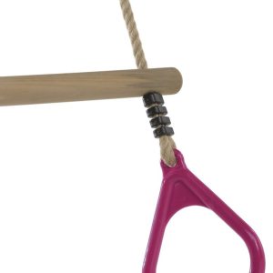 Houten Trapeze met kunststof ringen (PH-touwenset) Magenta